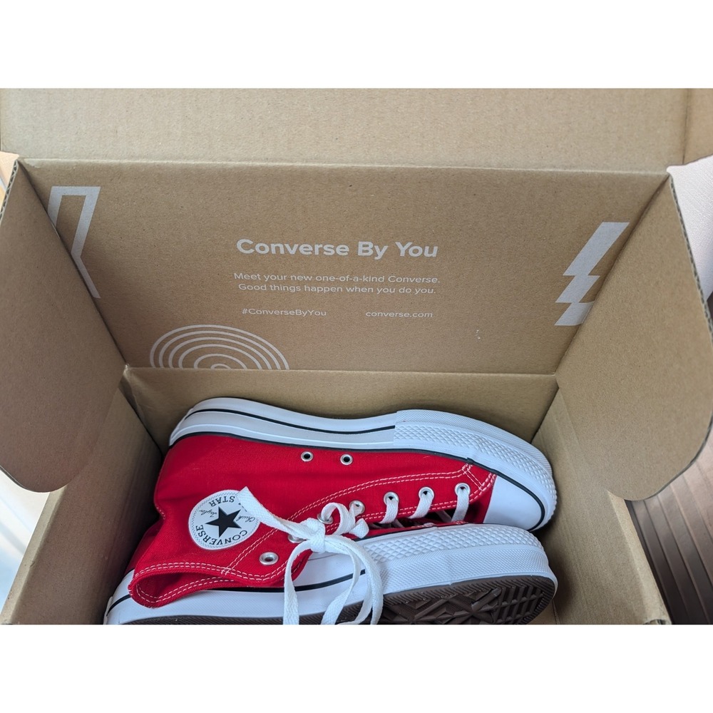 Converse All Star Chuck Taylor Sneakers Size 10 Shoes Red Canvas Lace High Top - Picture 13 of 15